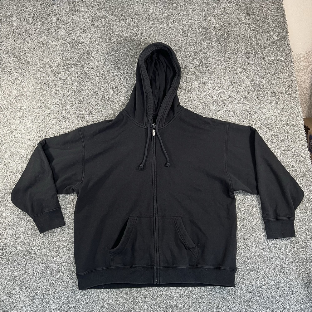 Hollister Mens Large Black Full Zip Hoodie Sweatshirt Classic Casual